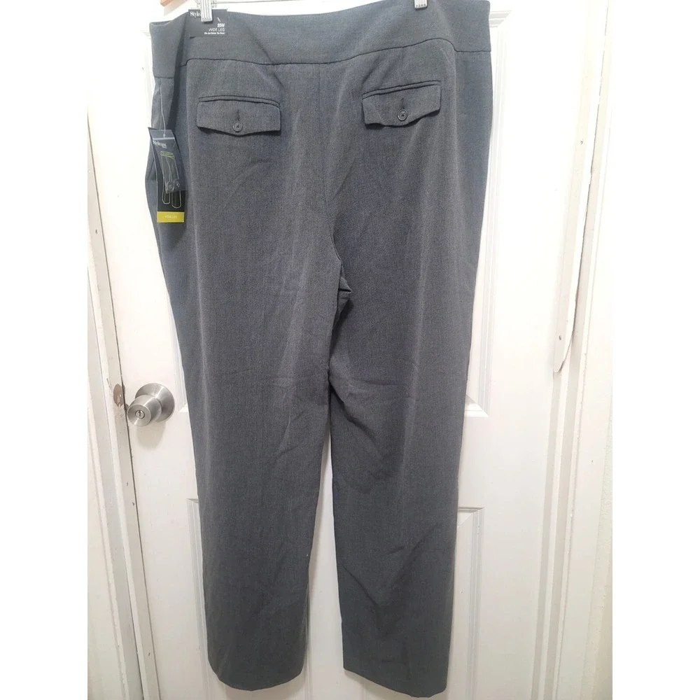 NEW Style & Co Plus Size Women's 20W Gray Trousers Stretch Wide Leg‎ Formal Pant